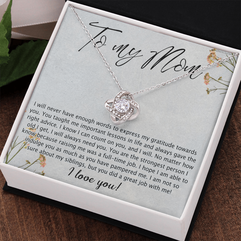 Mom Gift Necklace, To My Mom Love Knot Necklace Gift From Daughter Son Gift For Mom, Mother And Daughter Gift Necklace Personalized Gift Necklace For Mom Pendant, Love Knot Necklace Gift For Women