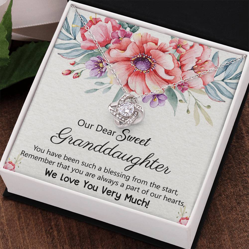 To Our Granddaughter Necklace from Grandma Grandpa, Love Knot Necklace Gift for Granddaughter, Necklace For Her, for Granddaughter Jewelry Gift For Girls On Birthday, Graduation Gift, Christmas