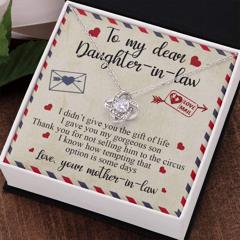 To My Dear Daughter-in-Law Gift Necklace From Mother In Law, Luxe Love Knot Necklace Gift Set, Necklaces For Girls, Little Girl Daughter In Law Gifts Necklace, Jewelry Gifts For Women Gifts