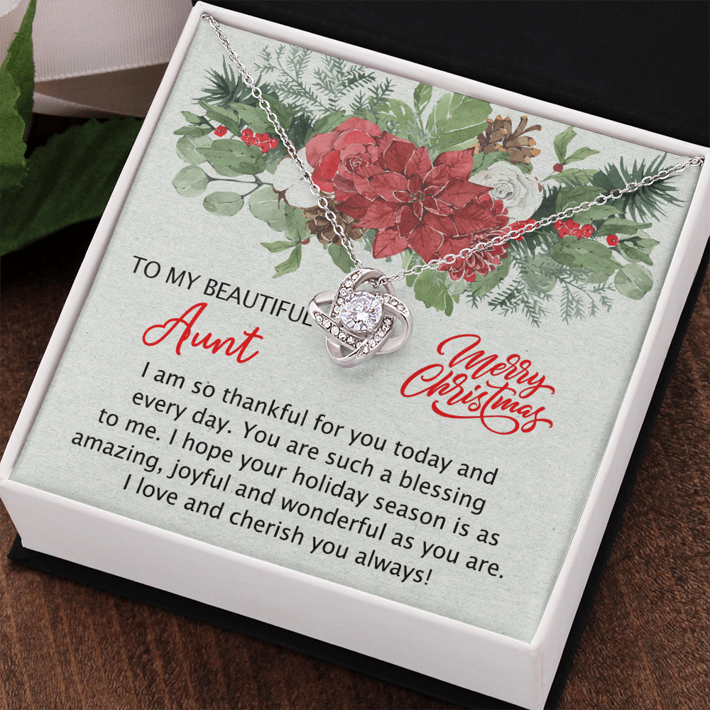 To My Beautiful Aunt Christmas Necklace Gift for Aunt from Niece Personalized Aunt Necklace Gift Merry Christmas Day Gift for Aunt Necklace for Aunt from Niece Love Knot Necklace