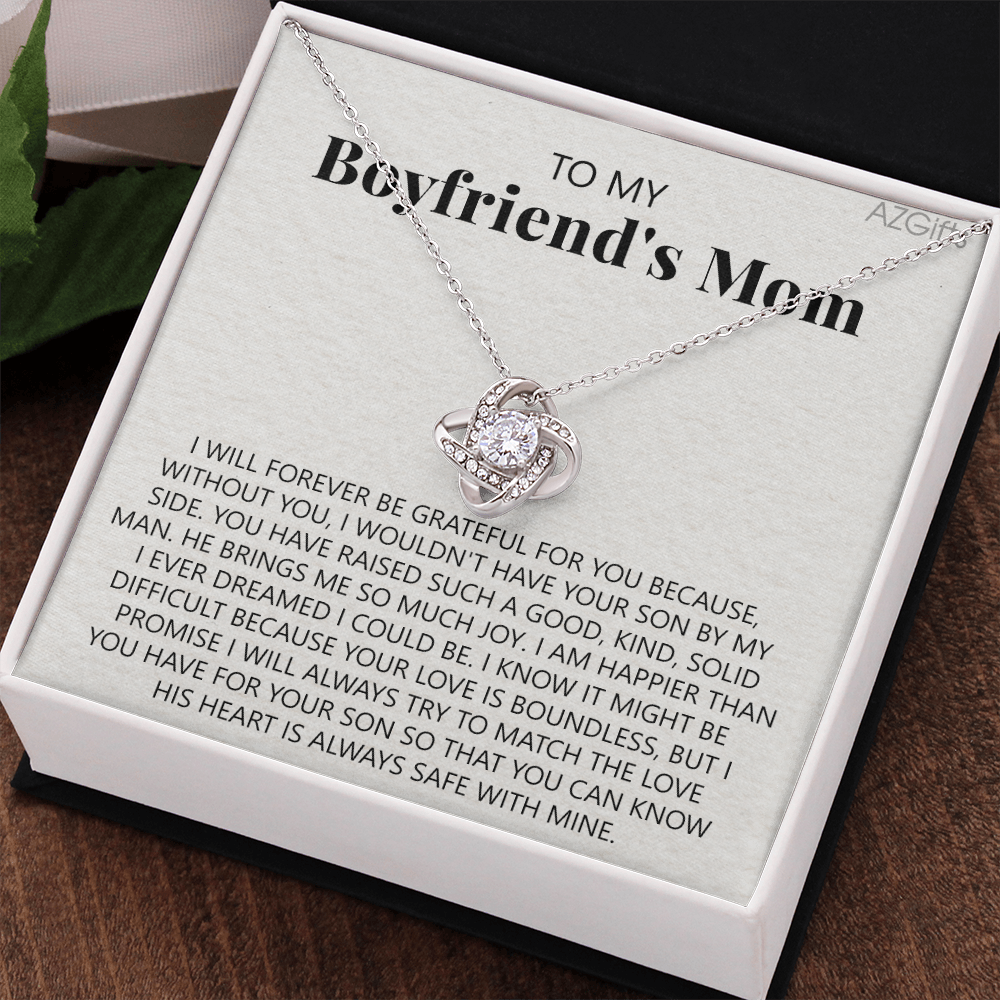 To My Boyfriend's Mom Necklace From Girlfriend, Jewelry Gifts For Boyfriend's Mom On Mothers Day Birthday Anniversary, Presents for Mom Necklace for Women, Boyfriend's Mom Gift Love Knot Necklace