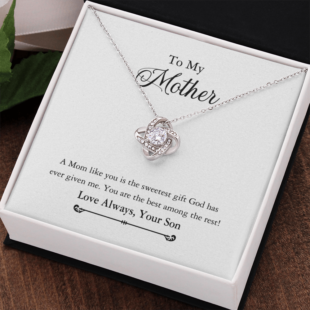 To My Mother Necklace Gift From Son, Happy Mother's Day Love Knot Pendant For Mom Necklace Gift Love Always Your Son For Mom, Mother Gift Necklace To Son, Mamato Be Gift Necklace From Son