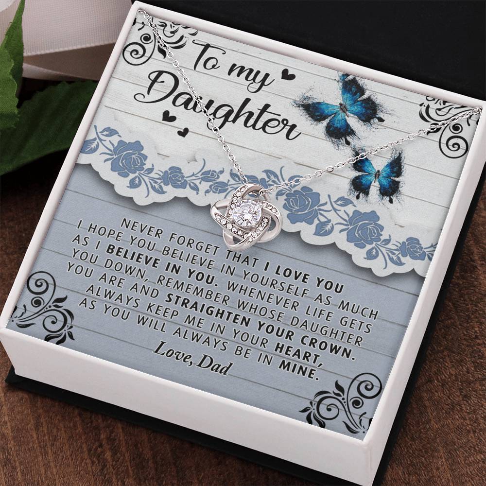To My Daughter Necklace from Dad Father to Daughter Necklace, Pendant Gift Daughter Wedding Gift Necklace Present Graduation Gift Daughter Birthday Xmas Jewelry Gift For Girls Little Girl Necklace