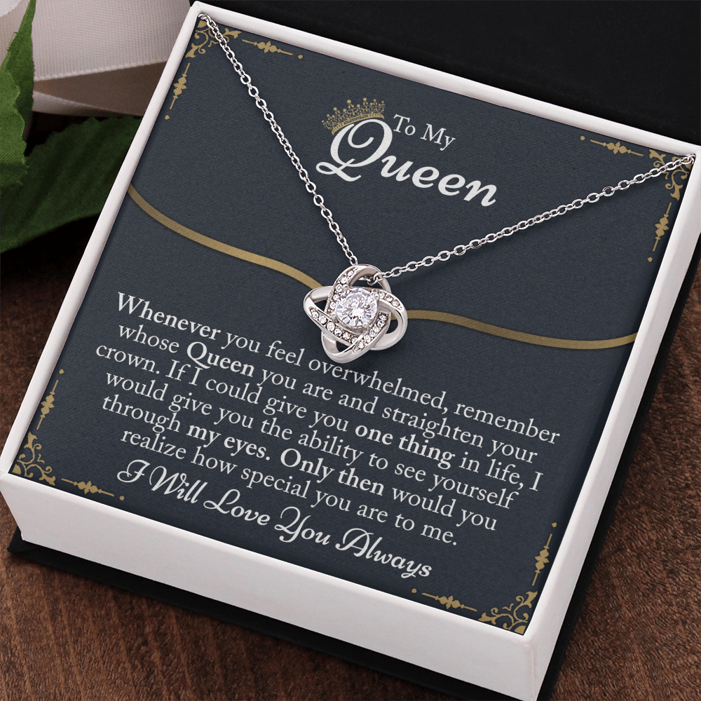 To My Queen Gift For Her Jewelry Gift Her Gift for Her Christmas Necklace From Boyfriend, Husband, Girlfriend Gift Necklace - Jewelry Gift For Girls, Love Knot Pendant Gift For Girlfriend, Soulmate