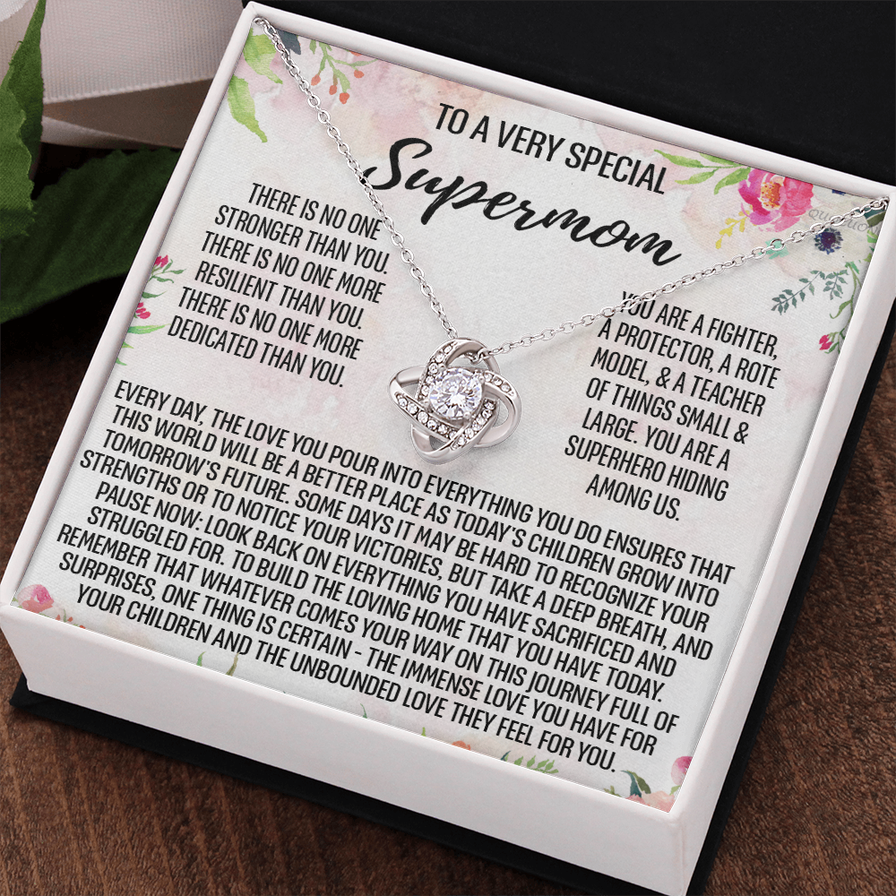 To My Mom Necklace From Daughter, To A Very Special Supermom Mom Love Knot Necklace Gift for Single Mother, Second Mom Gift Necklace, Present for Mom, Gift Necklace Mother's Day Idea Gift For Women