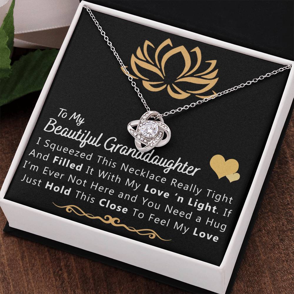 To My Beautiful Granddaughter Necklace From Grandma And Grandpa, To Granddaughter Love Knot Necklace, Gift Pendant For Granddaughtr, I Squeezed This Necklace Gift For Girls On Birthday, Anniversary