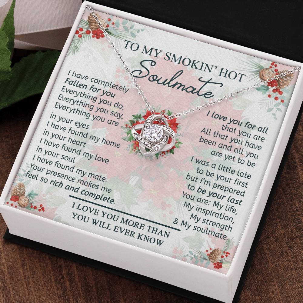 To My Smokin' Hot Soulmate Necklace From Husband, Jewelry Gifts For Women, My Wife Love You All Love Knot Pendant Gift For Soulmate, Personalized Gift Necklace for Future Wife Soulmate Gift