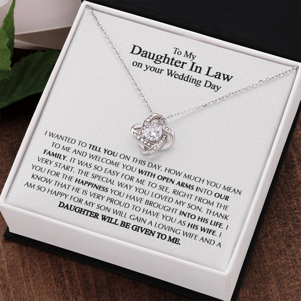 To My Daughter-In-Law On Your Wedding Necklace From Mother In Law, Daughter In Law Gift On Wedding Day, Future Daughter In Law, Bride Gift From Mother In Law - Jewelry Gift For Girls, Little Girls