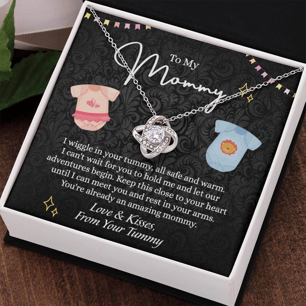 To My Mommy Love Knot Necklace, Mommy Gifts Necklace from Baby, Mommy Gift Necklace from Baby to Mom On Birthday, Gifts for Mom from Baby, New Mom Gift From Husband, New Mom Jewelry Gift For Wome