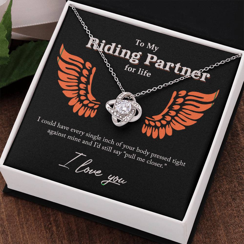 To My Riding Partners Necklace From Husband, Boyfriend, Riding Partners Love Knot Pendant Gift For Life Motorcycle Girlfriend Gift Necklace for Her Romantic, Girlfriend Gifts Necklace