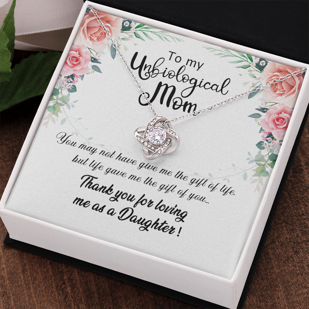 Unbiological Mom Gift Necklace, To My Unbiological Mom Love Knot Necklace From Daughter And Mother Gift Necklace, Bonus Mom Gift Necklace, Boyfriend's Mom Gift Necklace, Jewelry Gift For Women