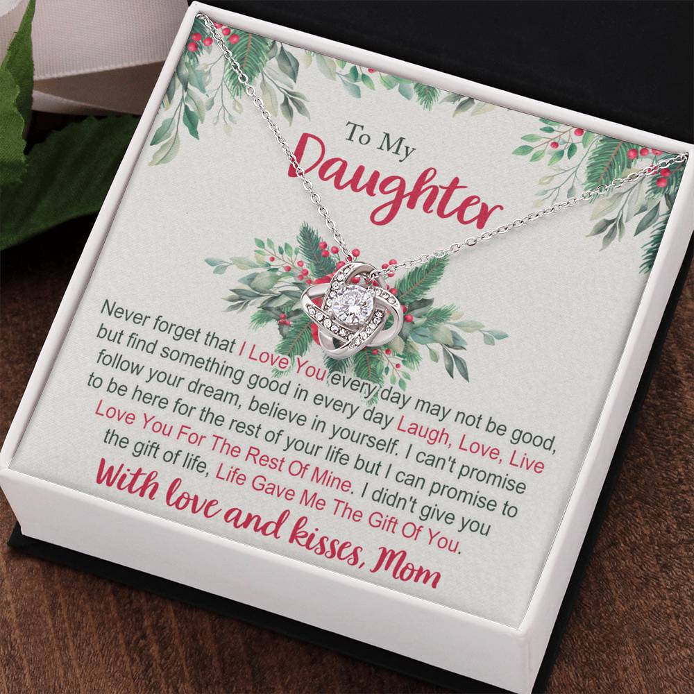 To My Daughter Gifts Necklace From Mom for Christmas Daughter's Graduation Gifts for Her, Mother To Daughter Necklace Christmas Card Pendant Mother And Daughter Jewelry Gift For Girls