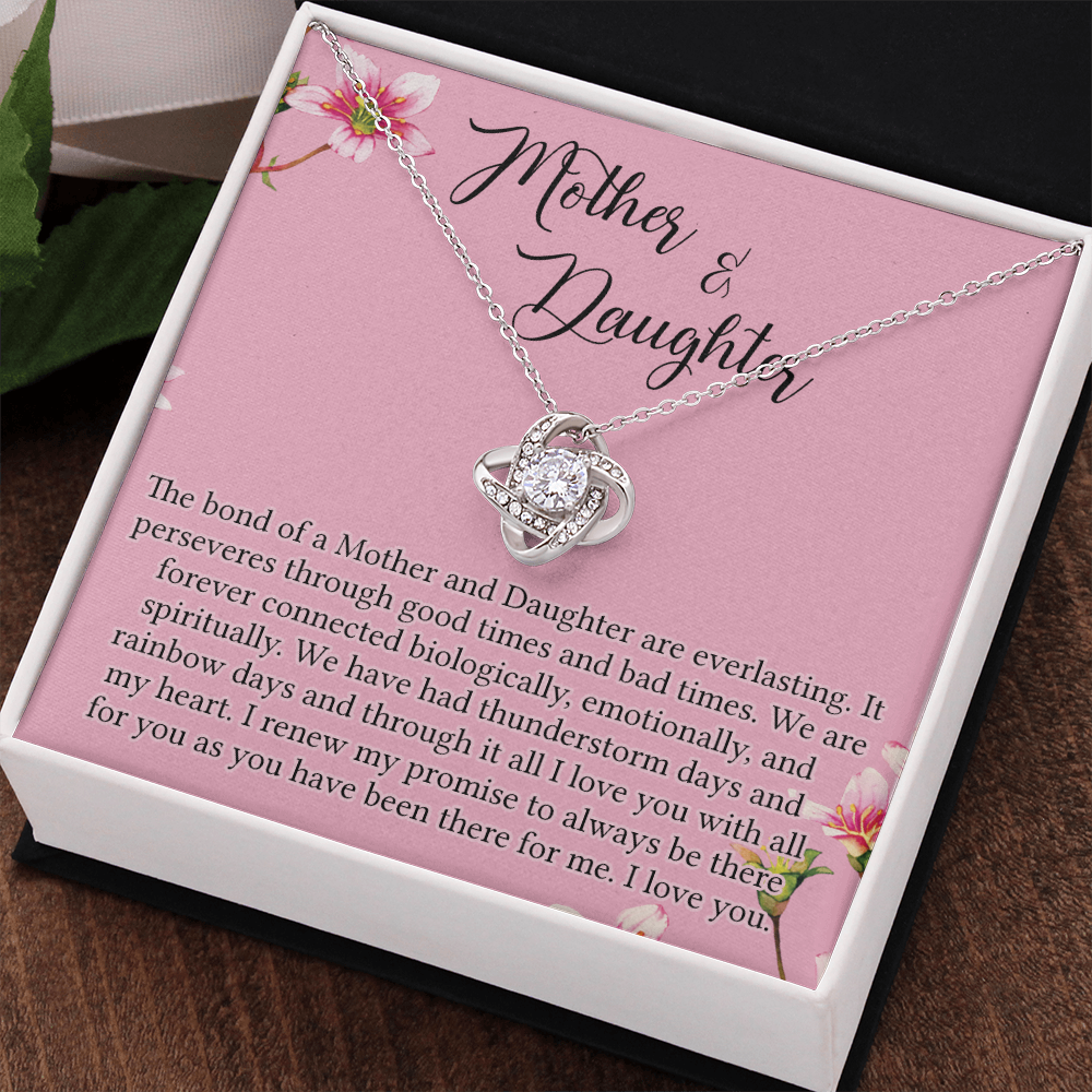 Mother And Daughter Gift Necklace - To My Mother Love Knot Necklace Gift From Daughter, The Bond Of A Mother And Daughter Love Knot Pendant Gift For Mom, Jewelry Gift For Women, Bonus Mother Gift