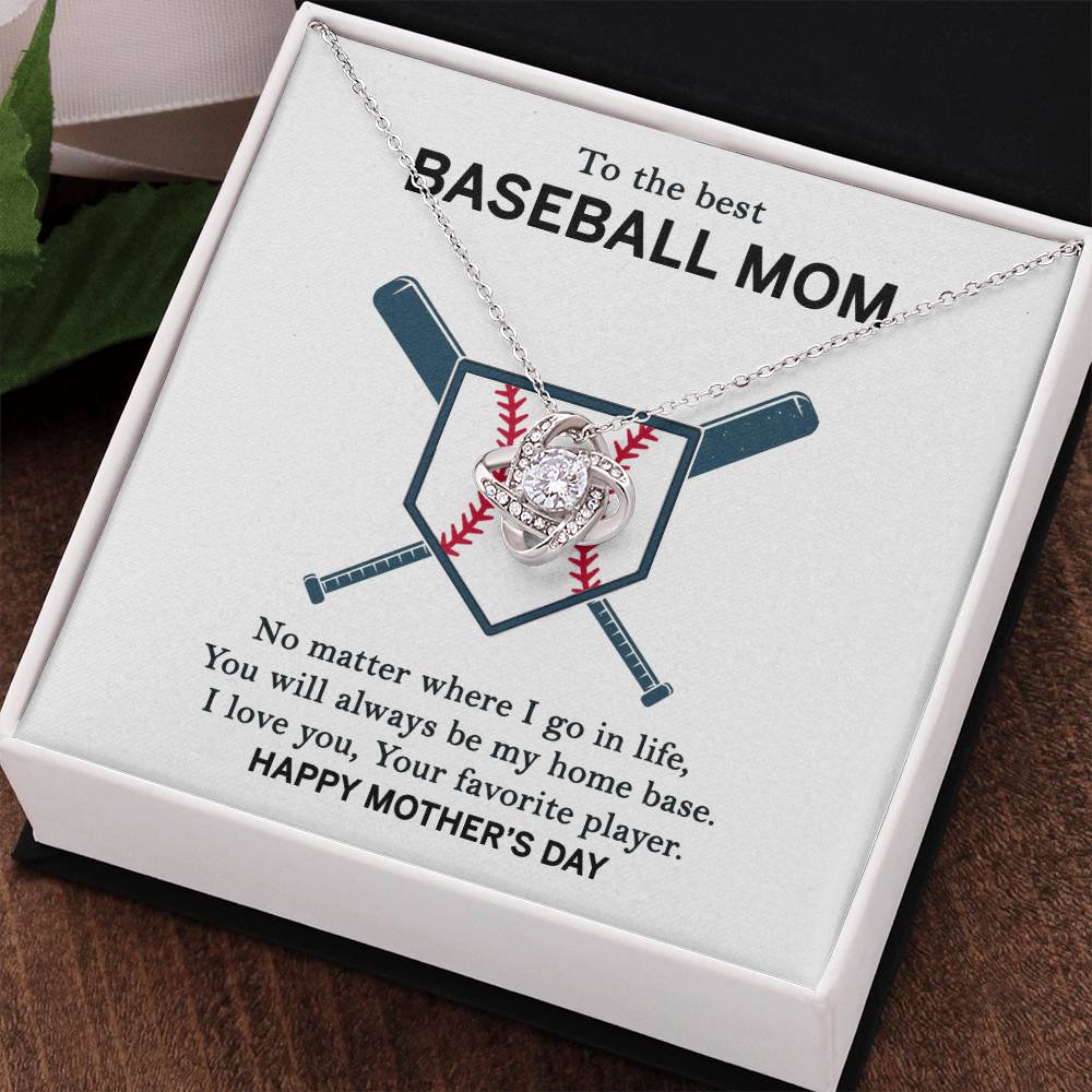 Baseball Mom Necklace, To The Best Baseball Mom Necklace From Son, Favorite player Necklace Gift For Mom, Happy Mother's Day Necklace Gift For Baseball Mom Love Knot Necklace Jewelry Gift For Women