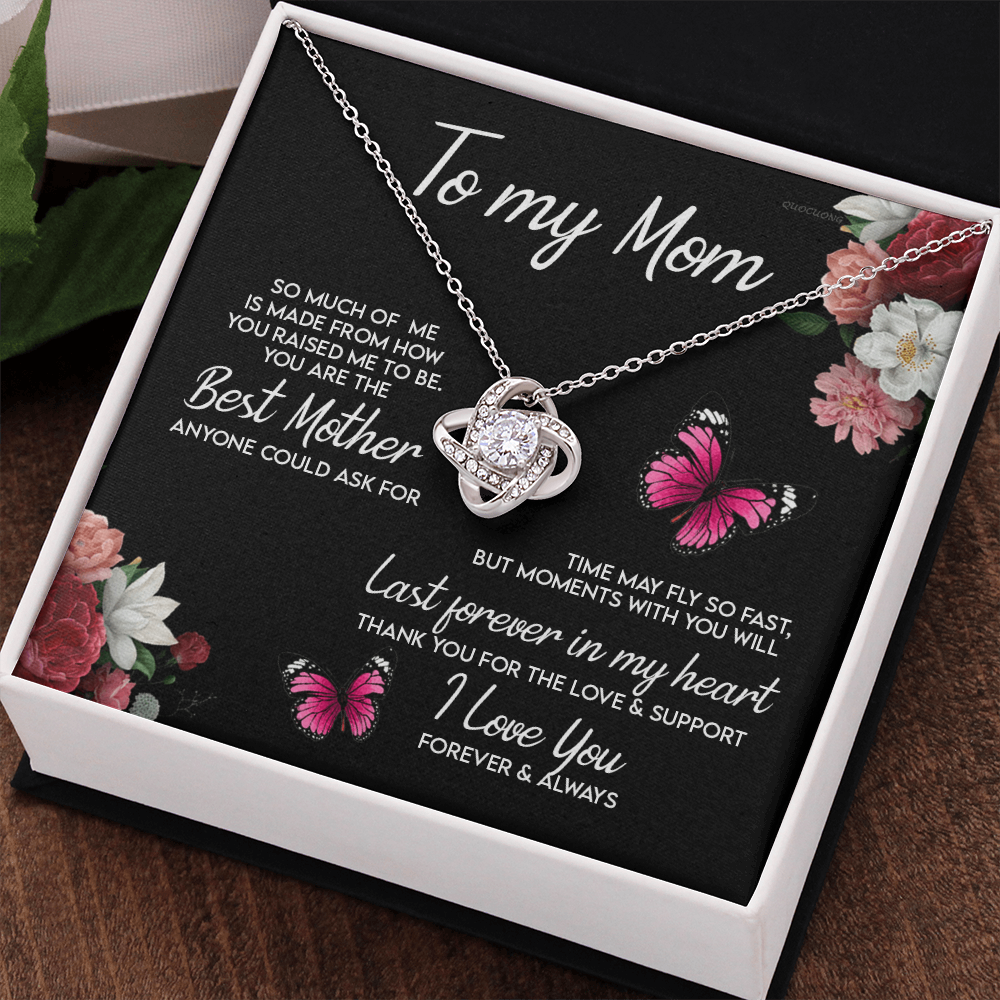 Mom Gift Necklace, To My Mom Necklace From Daughter, Love Knot Necklace Gift For Mom, Happy Mother's Day Necklace Gift Forever And Always Pendant Gift For Mom, Jewelry Gift For Women, Mom Butterfly