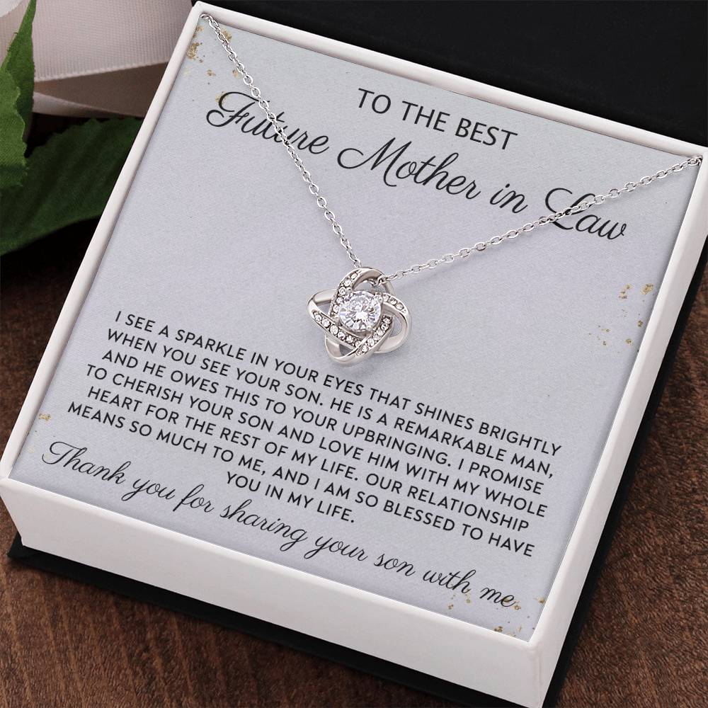 Future Mother In Law Necklace, To The Best Future Mother In Law Necklace From Son, Mother of the Groom Gift Necklace From Bride Wedding Gift Love Knot Pendants from Bride, Jewelry Gift For Women