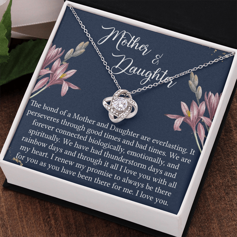 Mother And Daughter Gift Necklace - To My Mother Love Knot Necklace Gift From Daughter, Bond Of A Mother And Daughter Gift Necklace For Mom, Jewelry Gift For Women, Mother, Birthday Gift For Mom