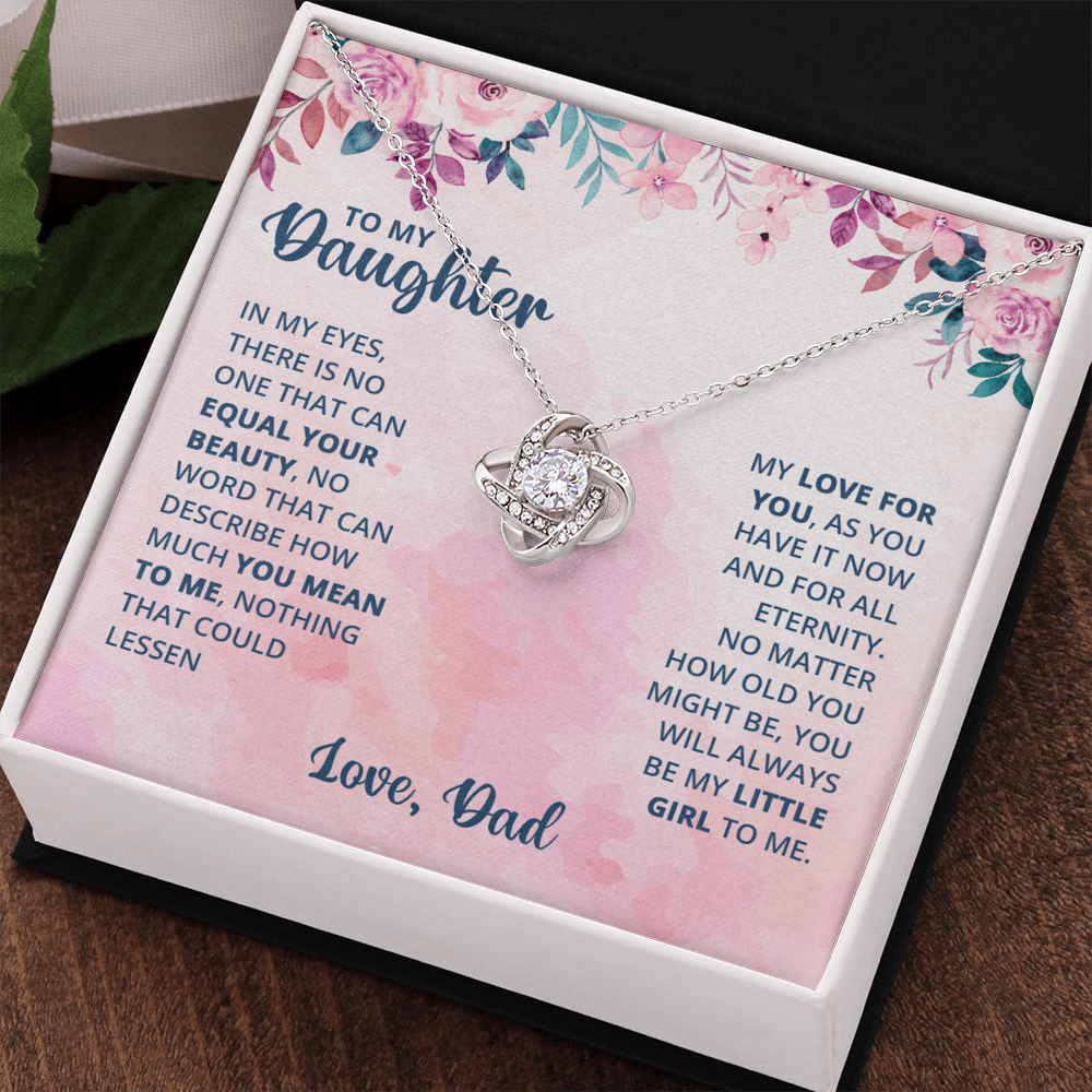 Father To Daughter Gifts Necklace From Dad, Father And Daughter Love Knot Necklace, To My Daughter Necklace From Daddy On Graduation, Birthday, Valentines, Christmas For Daughter Beautiful Girl