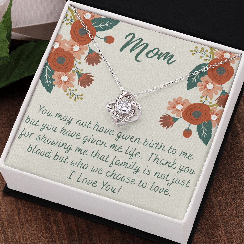 To My Mom Love Knot Necklace Gift for Stepmom Birthday Present Idea for Mother