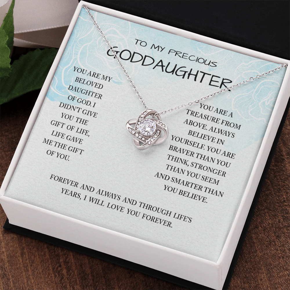 To My Preccious Goddaughter Necklace From Grandma And Grandpa, To Goddaughter Love Knot Necklace, Gift Necklace To Goddaughter, You Are My Beloved Daughter Of God Necklace Gift For Girls, Daughter