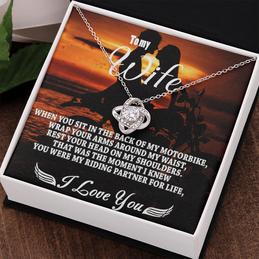 To My Wife Necklace From Husband, My Riding Partner For Life Necklace Gift For Wife From Men, Soulmate Gift Necklace Riding Partner Love Knot Necklace, Jewelry Gift For Women, I Love You Necklace