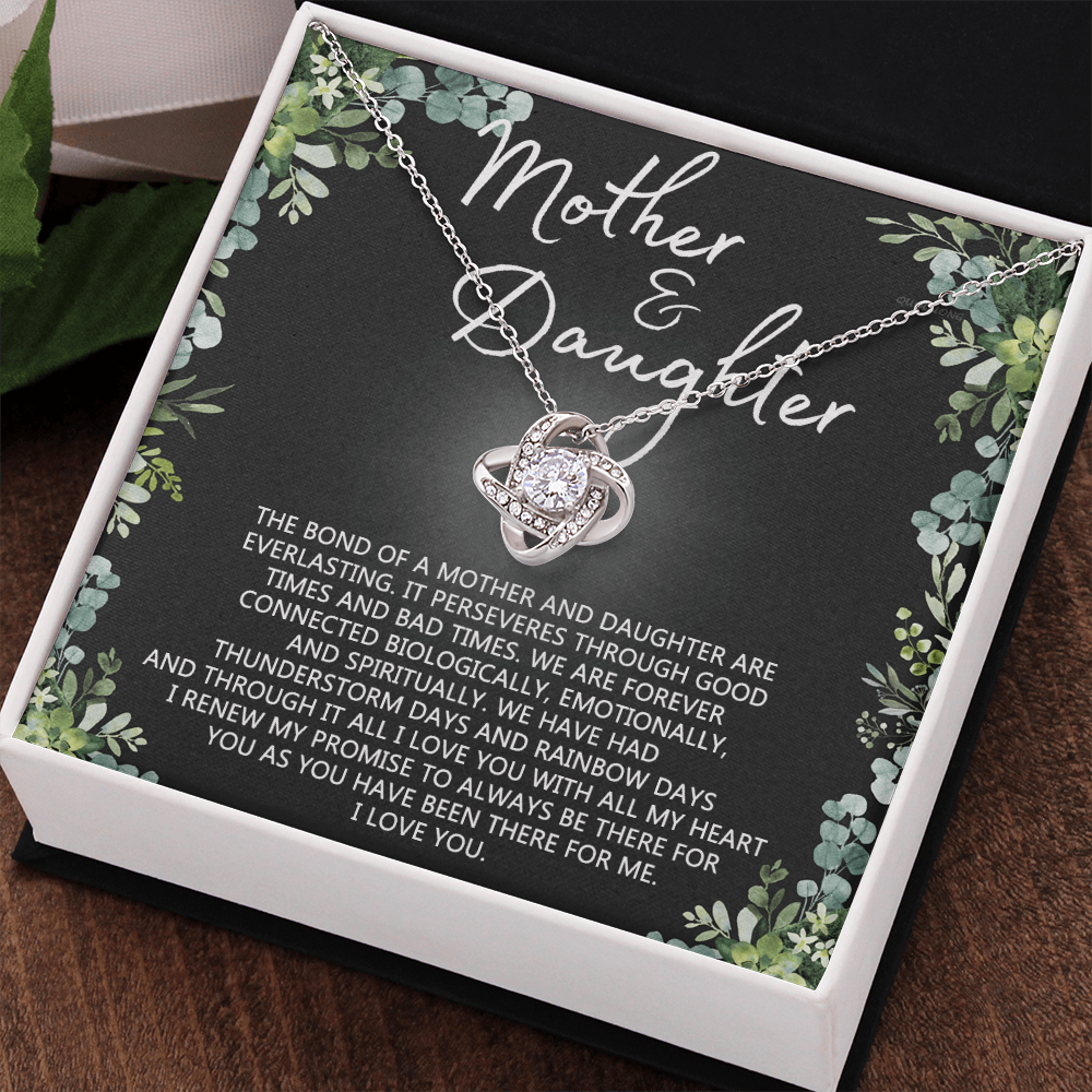 Mother And Daughter Necklace, Mothers day Necklace Gift For Mother, To My Mother Love Knot Necklace Gift From Daughter To Mom Jewelry Gift For Women Bonus Mom Boyfriend's Mom Gift Necklace