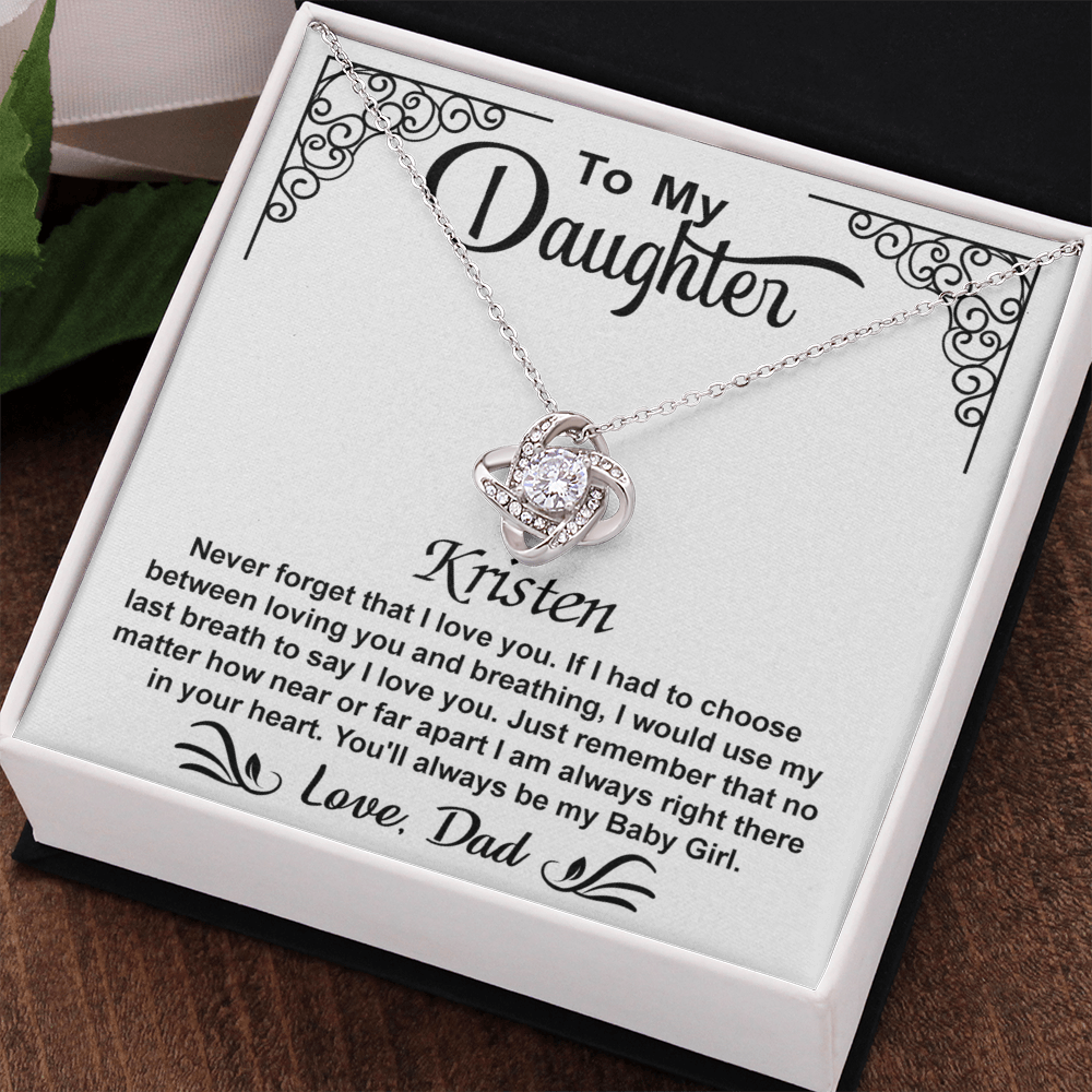 To My Daughter Love Knot Necklace with Luxury Box Gift From Dad, To My Daughter Lion Dad And Daughter - Father Daughter Gifts Ideas Love, Pendant Necklaces On Birthday, Christmas