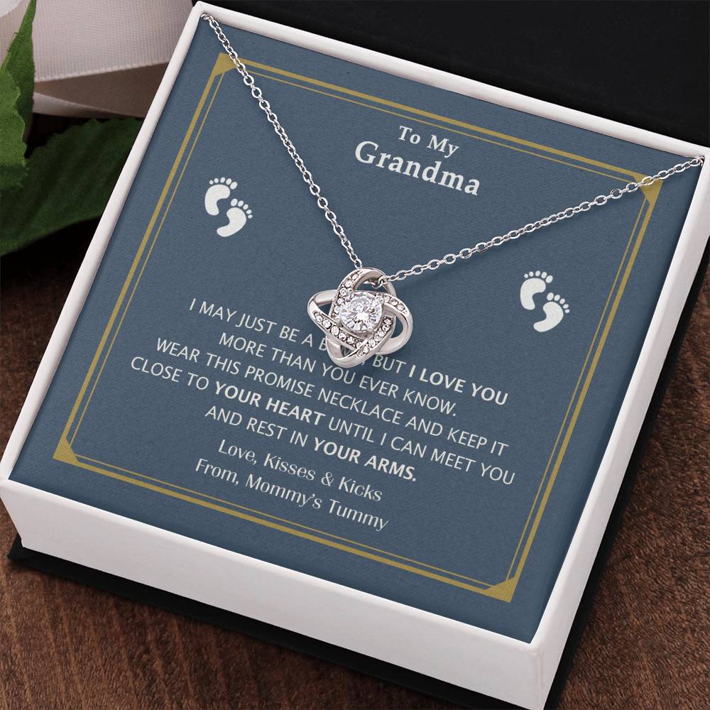Grandma Gift Necklace From Mommy's Tummy - To My Grandma Love Knot Necklace From Granddaughter, Grandmother Grandma Necklace from Grandchildren Granddaughter - Jewelry Gift for Women, Grandma Gift