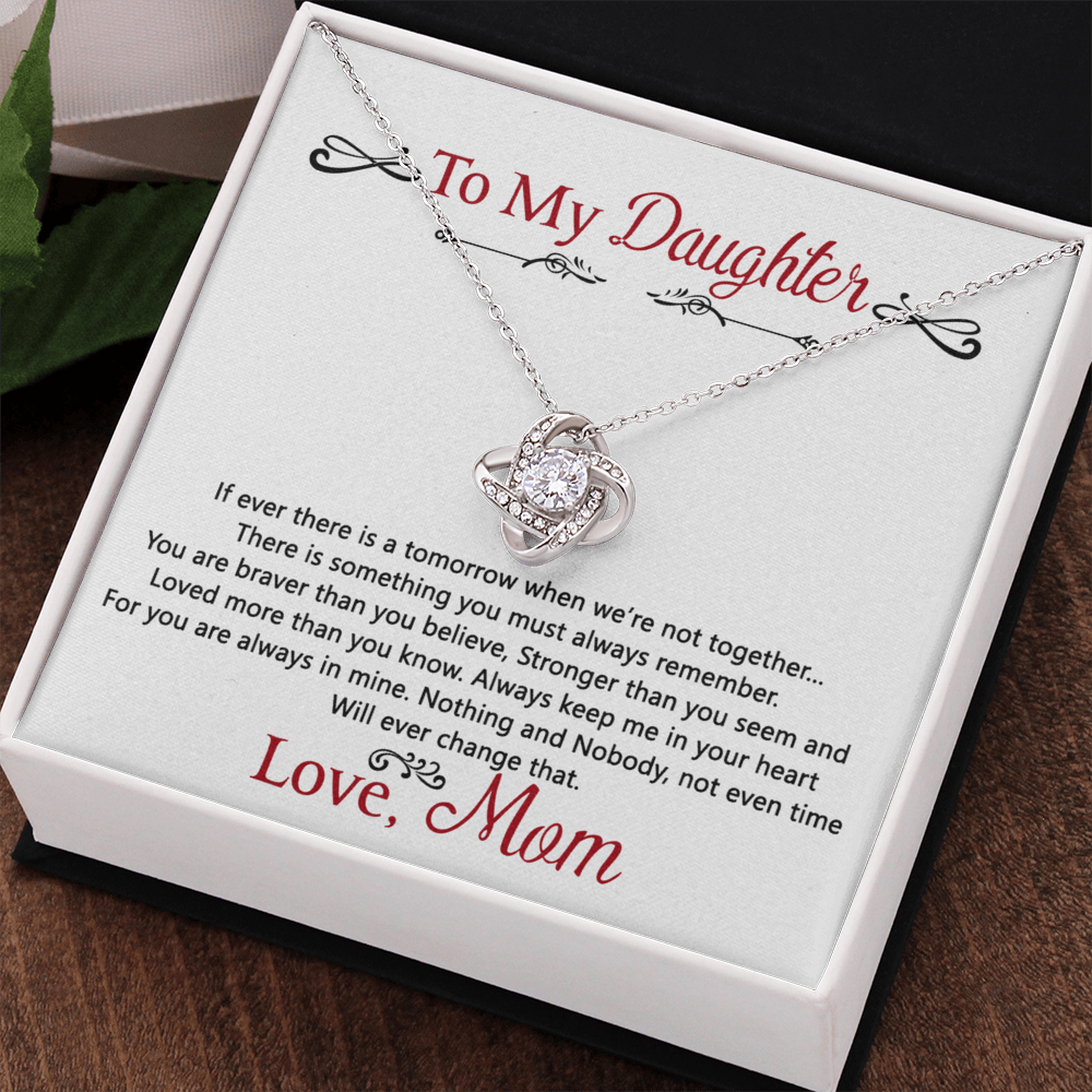 To My Daughter Love Knot Necklace Gift From Mom, Daughter Gift Necklace, Mother To Daughter Pendant Gift, Little Girl Necklace Love Knot Jewelry Gift For Girls, Mother Love Daughter Necklace