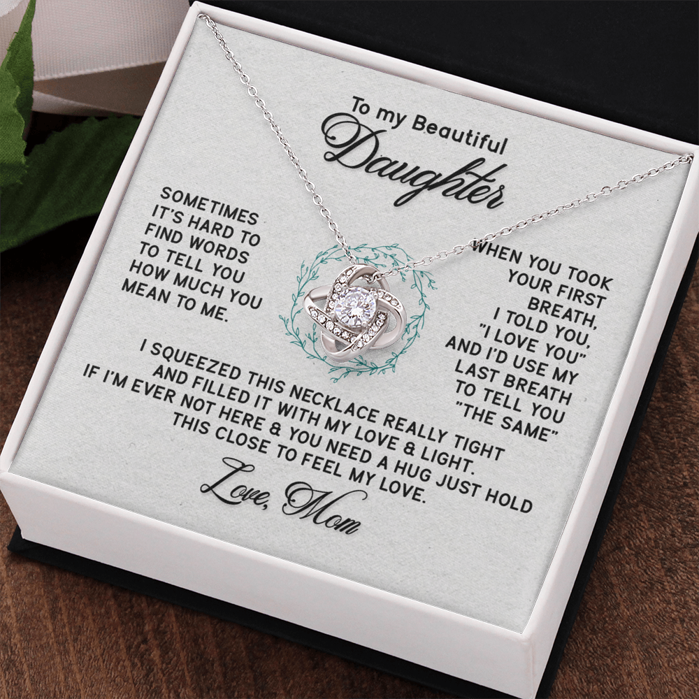 To My Beautiful Daughter Necklace from Mom, Mother to Daughter Gift Necklace for Daughter from Mother Jewelry Gift For Girls Little Girl, Daughter Necklace Pendant, Beautiful Daughter Necklace
