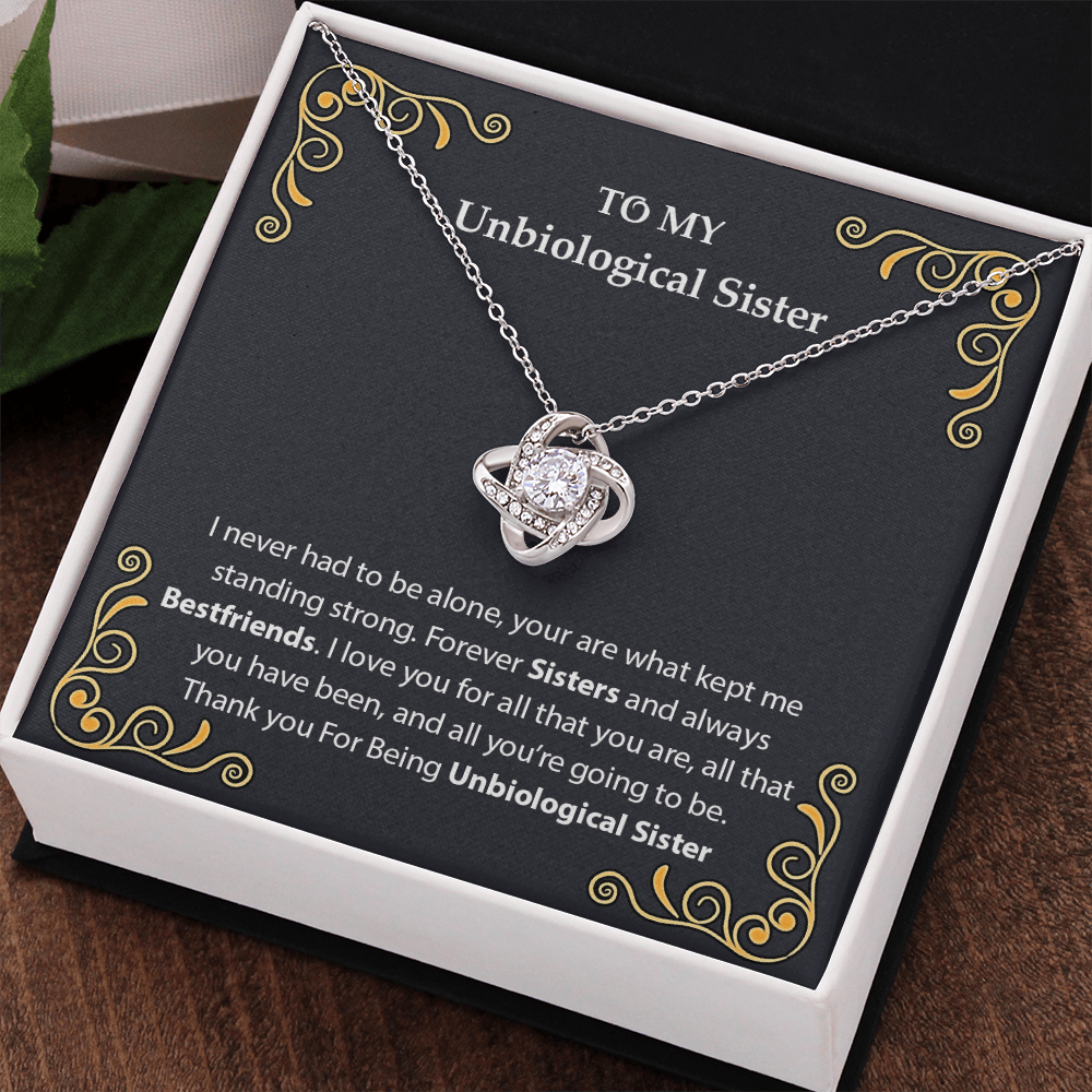 To My Unbiological Sister Love Knot Necklace From Sister, Bonus Sister Gift Necklace, Sister-in-Law Gift Pendant, Love Knot Jewelry for Sister in Law, Step Sister Gift, Soul Sister, Best Friend