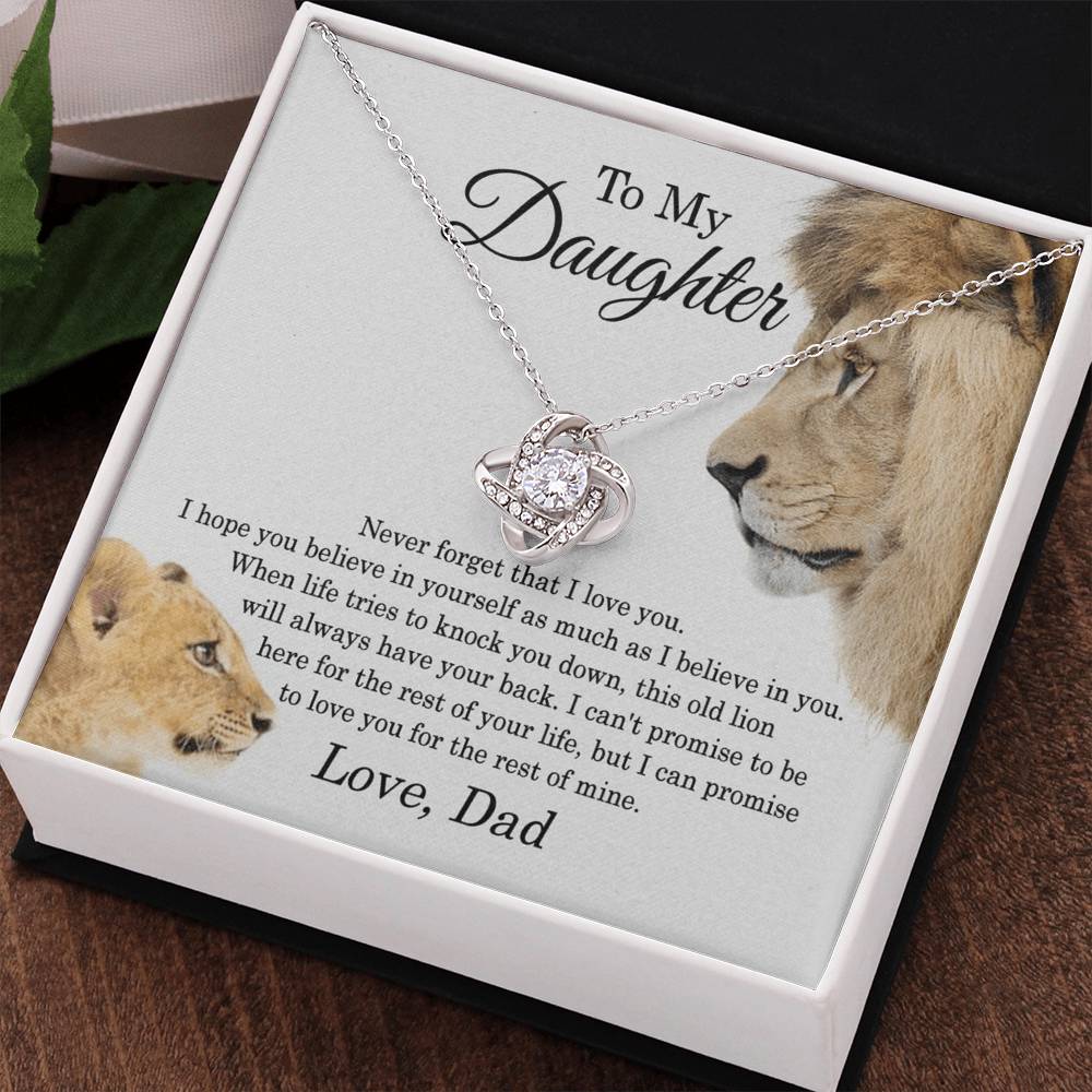 Daughter Gifts From Dad,To My Daughter Lion Dad And Daughter Necklace, Love Knot Necklace Birthday Gift for Daughter From Dad, Christmas Gift For Daughter Necklace, Father Daughter Necklace