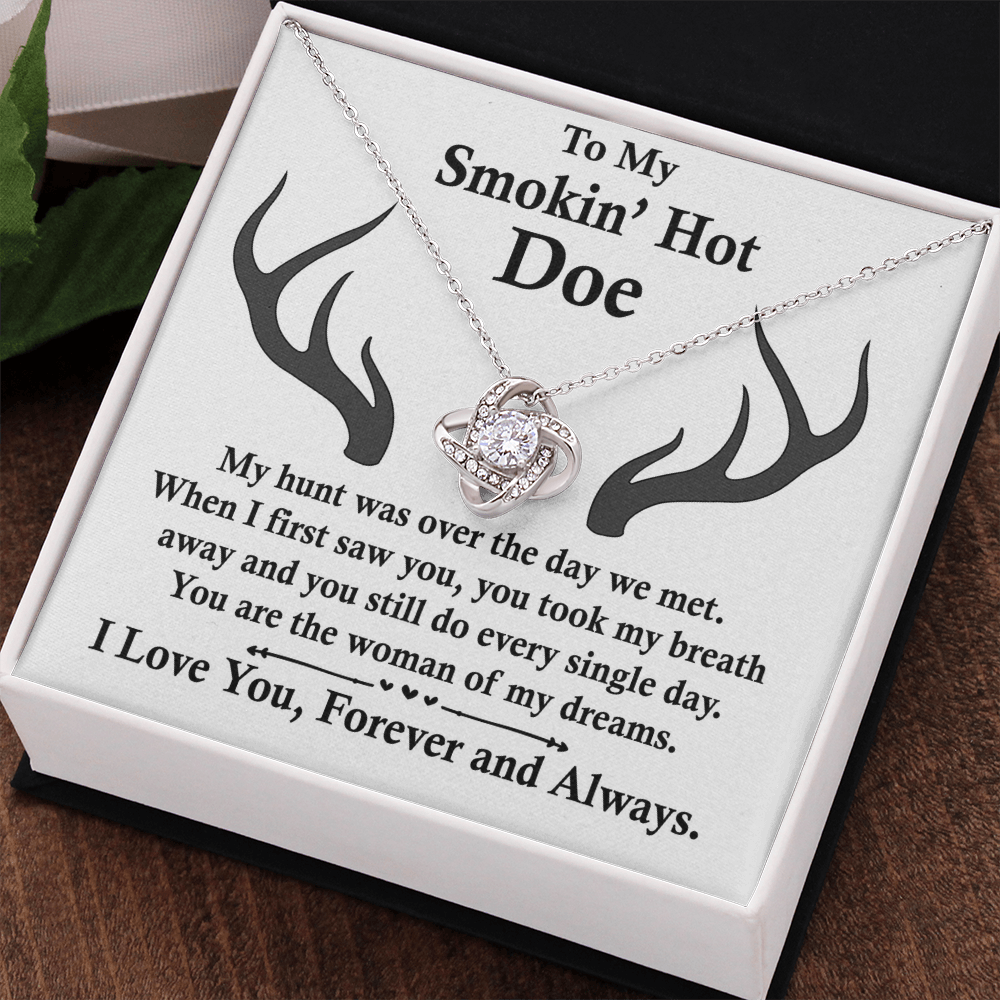 To My Smokin' Hot Doe Necklace Gift From Husband Boyfriend Dreams Love Knot Necklace Gift For Soulmate Wife with Message Card Gift Box Gift Necklace for Her Romantic, Girlfriend Gifts Necklace