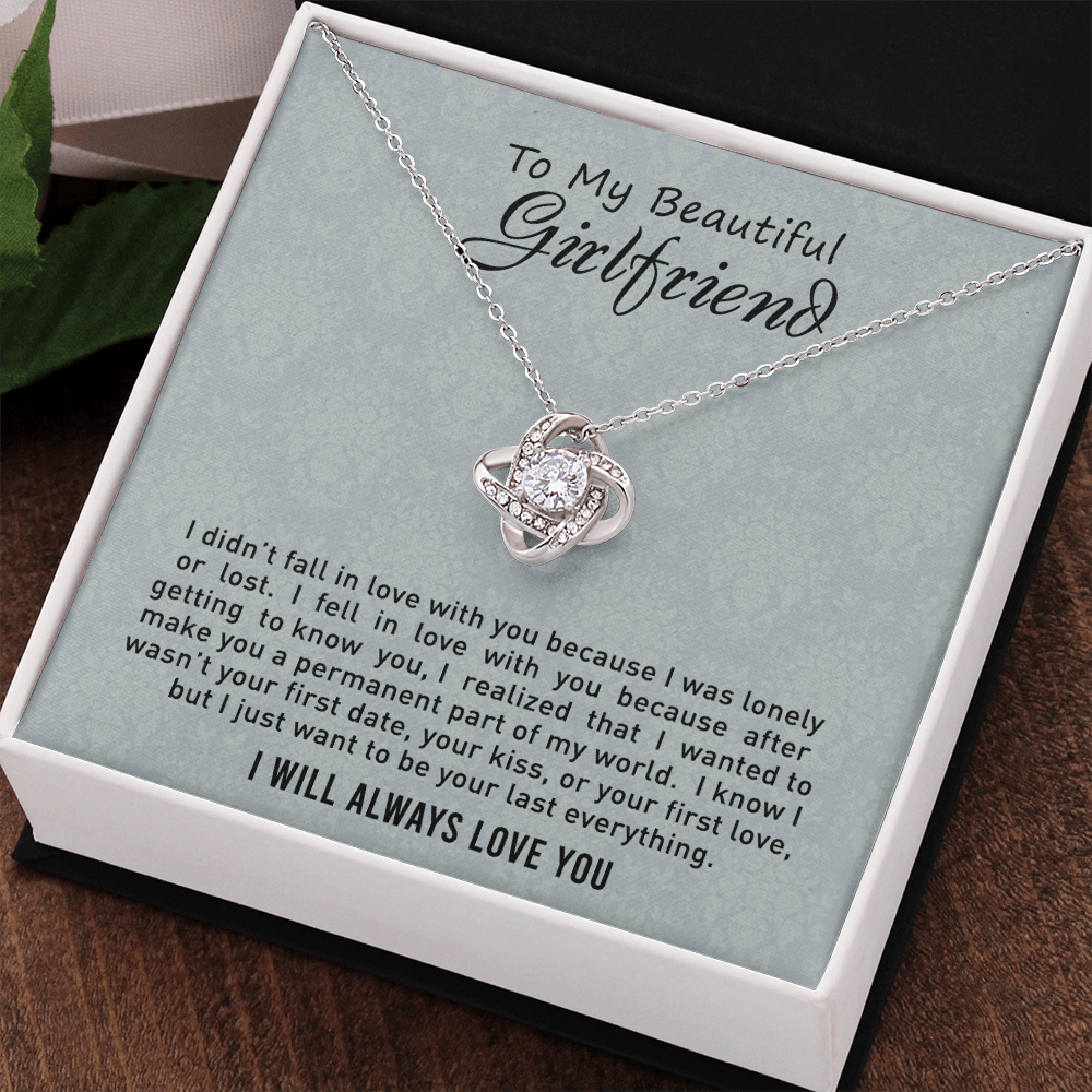 To My Beautiful Girlfriend Love Knot Necklace From Boyfriend, Husband, Girlfriend Gift Necklace - Love Knot Pendant Gift For Beautiful Girlfriend, Soulmate Gift Necklace To Girlfriend From Boyfriend