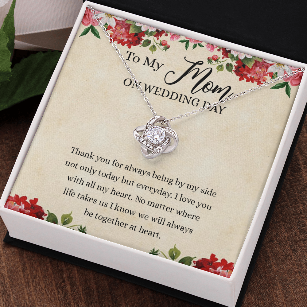 To My Mom Love Knot Necklace Gift for Mom on Wedding Day, Gift Necklace for Mother of The Groom, Gift for Bridesmaid Proposal Gift Necklace, To My Mom Gift Necklace On Wedding Day from Daughter