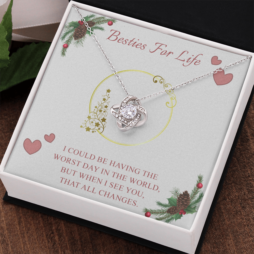 Gifts Necklace For Besties, To My Besties Love Knot Necklace From Friend, Best Friend Birthday Gift Necklace, Long Distance Best Friend Necklace, Besties For Life Necklace Jewelry Gift For Girls