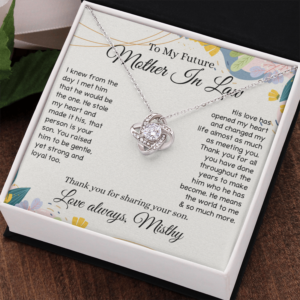 To My Future Mother In Law Necklace, To My Mother In Law Love Knot Necklace Gift From Son, Personalized Gift Necklace for Mother-In-Law From Son, Wedding Gift Necklace Bride Groom To Mother In Law