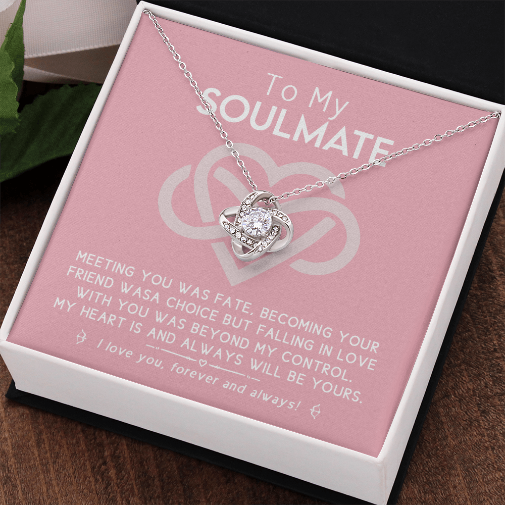 To My Soulmate Necklace From Husband, To Wife, Girlfriend, Soulmate Gift Love Knot Necklace On Valentines Day Christmas Necklace for Her Romantic Forever And Always Jewelry Gift For Women
