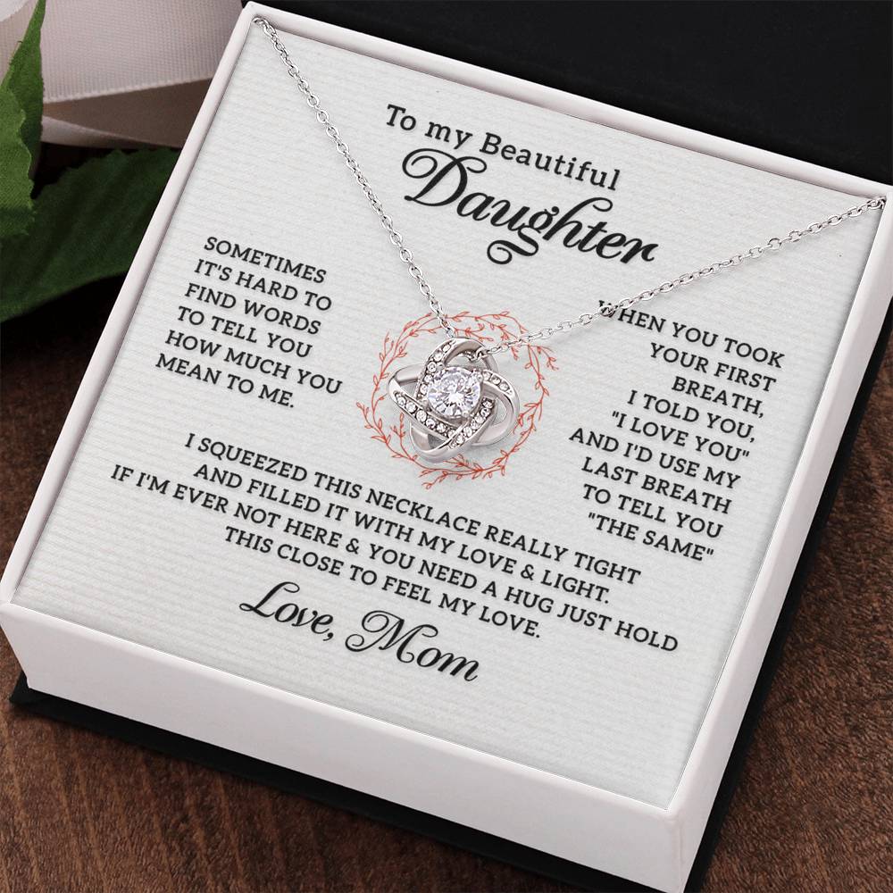 To My Beautiful Daughter Necklace from Mom, Mother and Daughter Gift Necklace, Gift for Daughter, Necklace for Daughter, Jewelry Gift For Girls, Little Girl, Sometimes It's Hard Gift Necklace