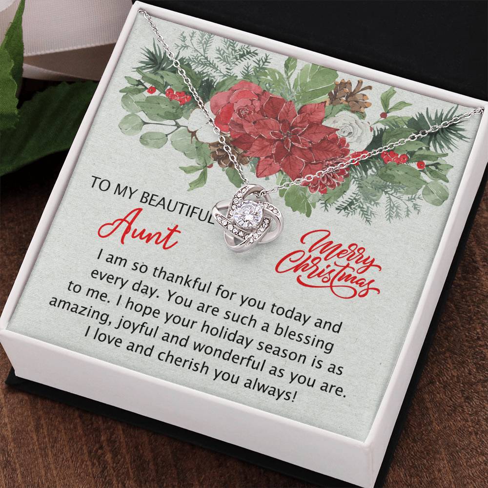 To My Beautiful Aunt Christmas Necklace Gift for Aunt from Niece Personalized Aunt Necklace Gift Merry Christmas Day Gift for Aunt Necklace for Aunt from Niece Love Knot Necklace