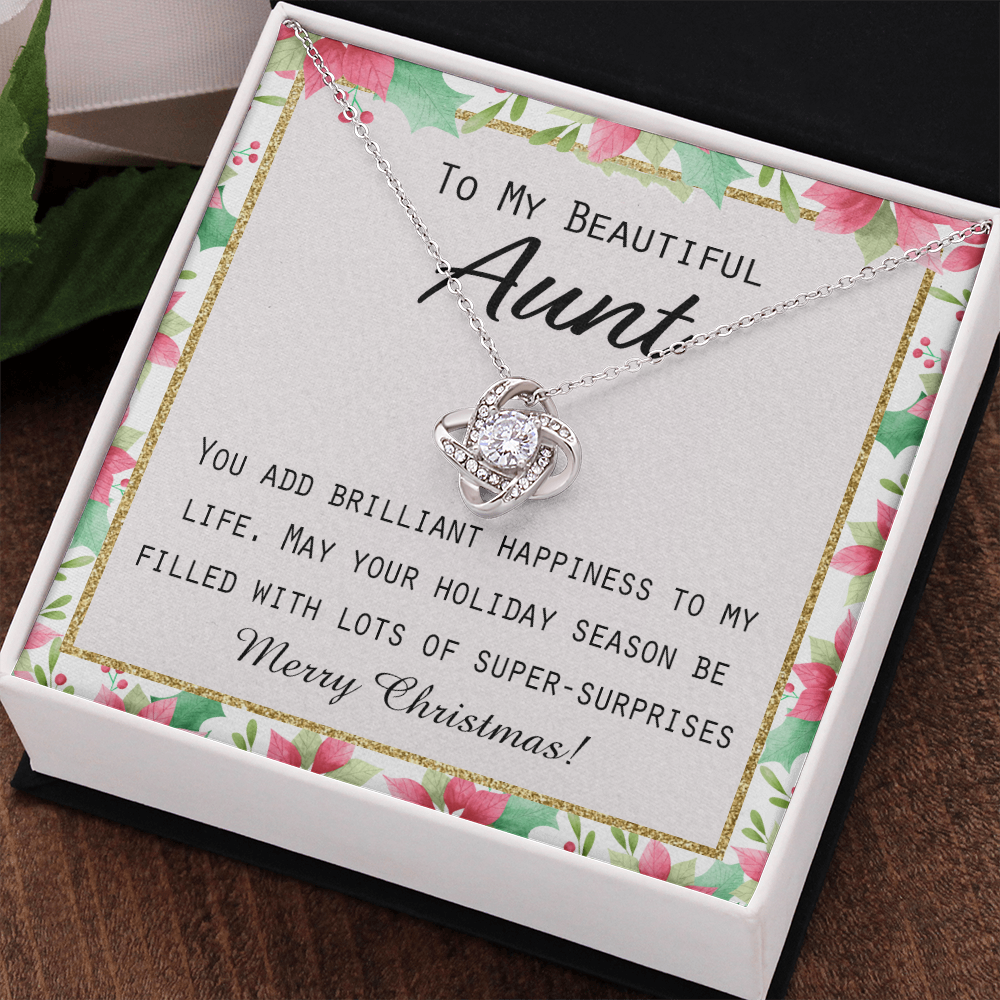 To My Beautiful Aunt Christmas Gift Forever Love Necklace Auntie Jewelry Gift For Girls And Box from Niece or Nephew Merry Christmas Gift for Aunt Jewelry For Girls