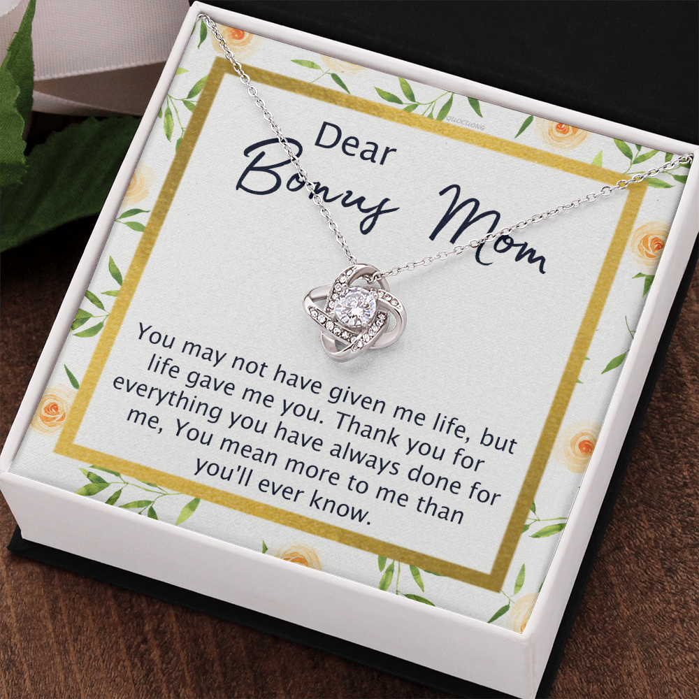 To My Bonus Mom From Bonus Daughter, Mother Daughter Necklace Gift For Her, Thank You For Everything Dear Bonus Mom, Step Mom Gift Necklace On Mother's Day, Anniversary, Birthday, Jewelry For Women