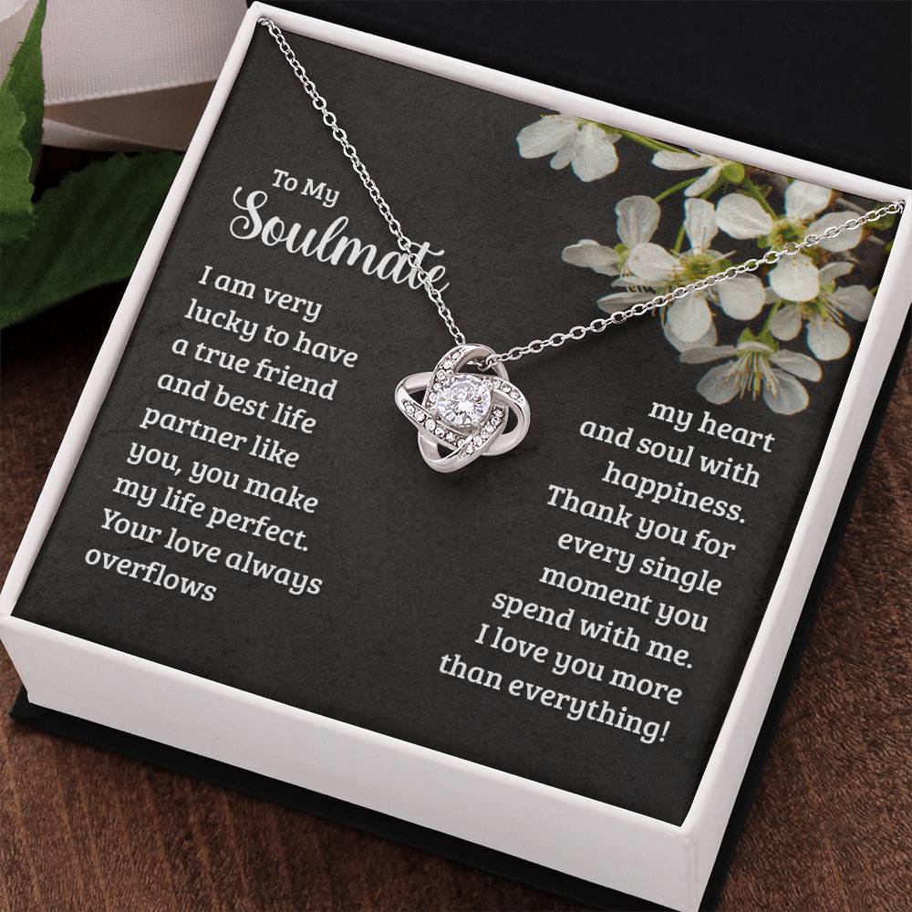 To My Soulmate Necklaces From Husband, Boyfriend, Necklace For Soulmate, Love Knot Pendant Gift For Soulmate On Birthday Wedding Day Christmas Jewelry Gift For Women, Cubic Zirconia Necklace