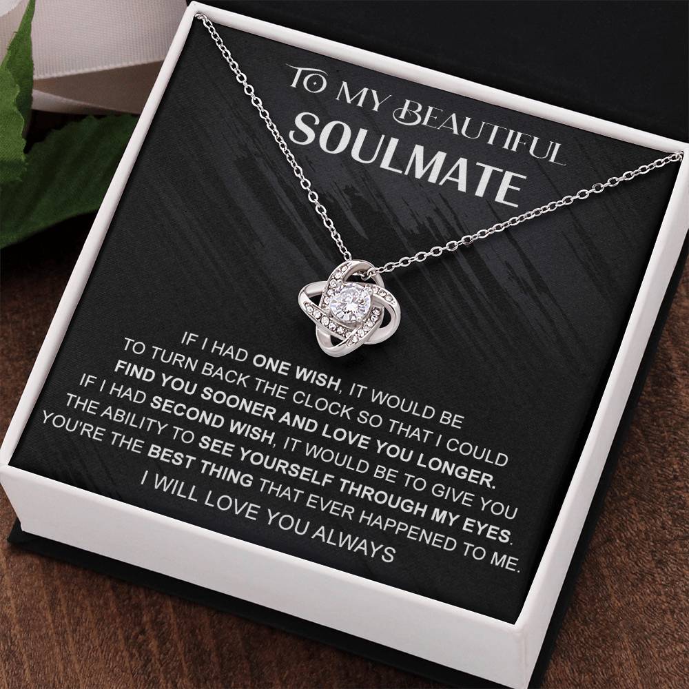 Love Knot Necklace Gift For Soulmate, Valentine's Day Gift Necklace For Soul Mate, To My Beautiful Soulmate Gift Necklace From Boyfriend, Husband for Her Romantic, Girlfriend Gifts Necklace