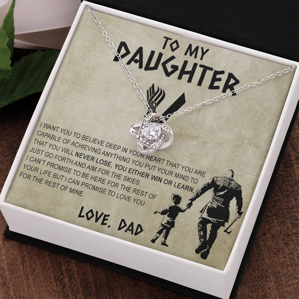 Father To Daughter Gifts Necklace From Dad, Father Daughter Viking Necklace, To My Daughter Necklace From Daddy On Graduation Gift, Birthday, Anniversary, Christmas For Badass Beautiful Girls