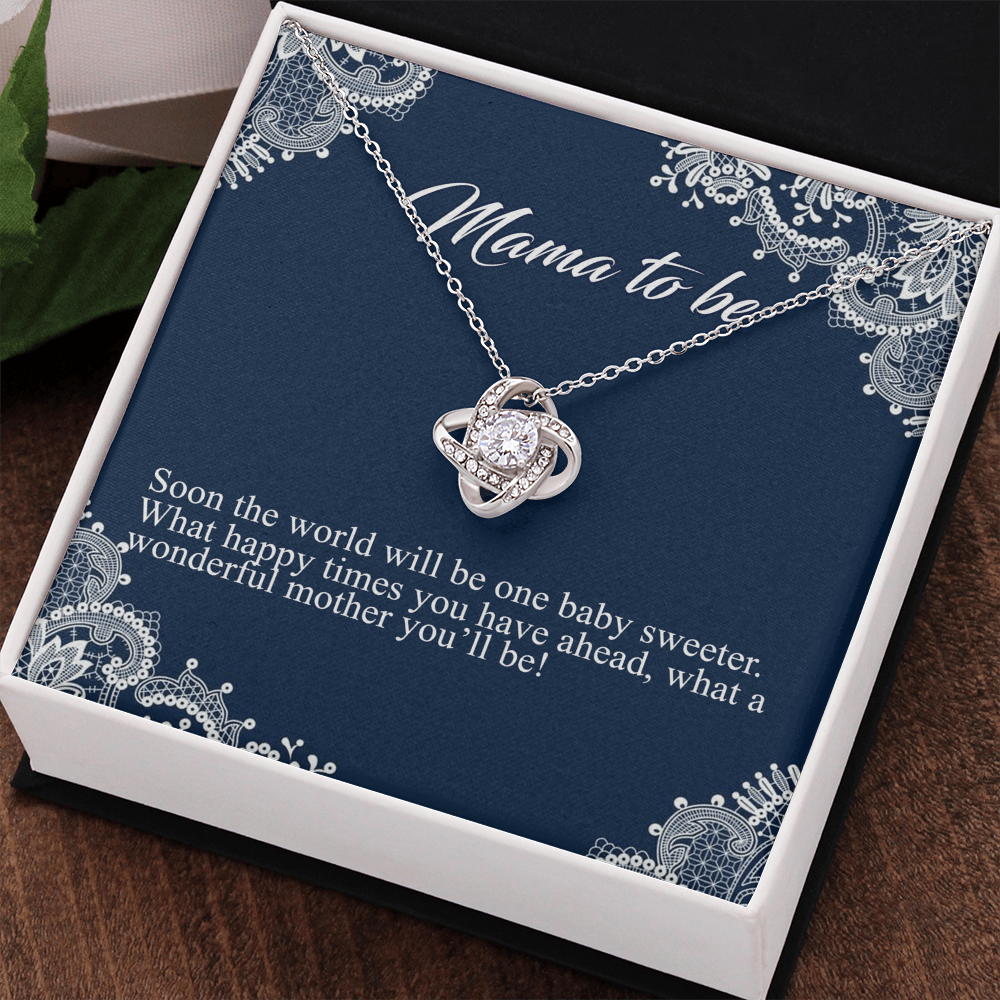Mama To Me Gift Necklace, To My Mom Love Knot Necklace Gift For Mom From Daughter, Soon The World Mom Jewelry Gift For Women, Mother, Womenderful Mother Gift Necklace For Mama To be Pendant Gift
