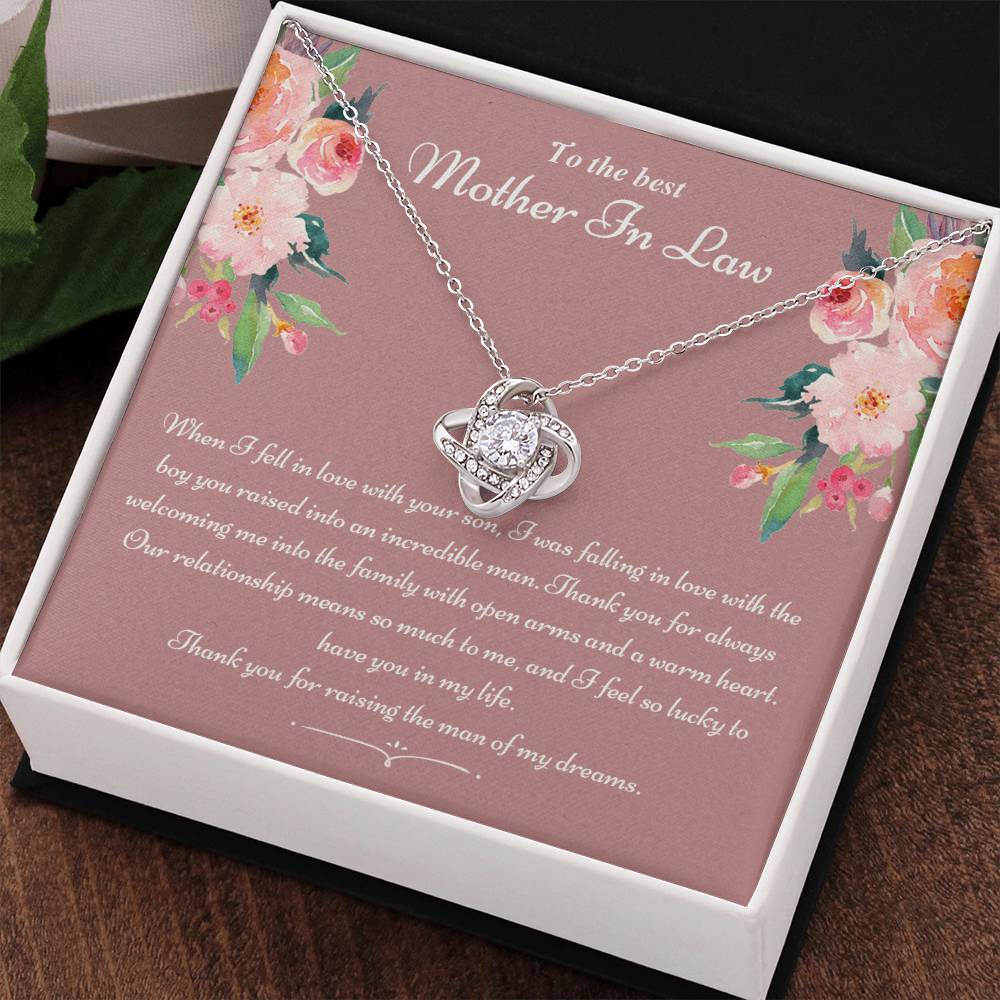 To The Best Mother In Law Gifts Love Knot Necklace, Mother's Day Necklace Gifts