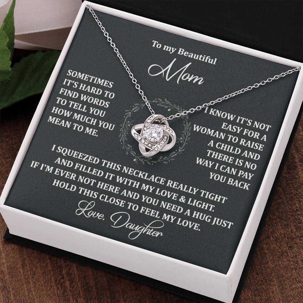 To My Beautiful Mom Necklace Gift From Daughter, Jewelry For Women Pay you Back