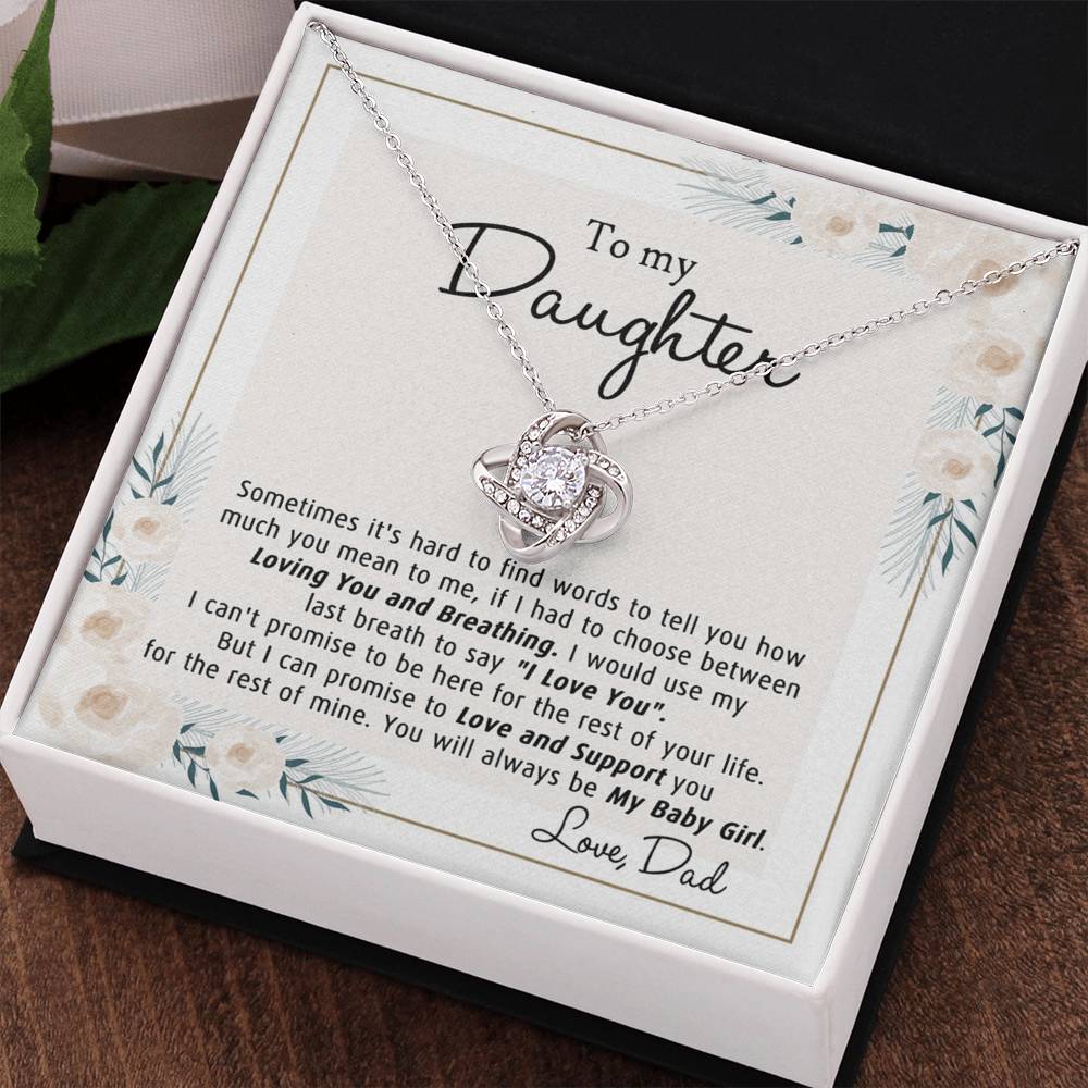 To My Daughter Gift Necklace From Dad with Message Card and Gift Box for Daughter Gift Necklace, Father And Daughter Gift Jewelry For Girls, Little Girl Necklace Loving You And Breathing Jewelry