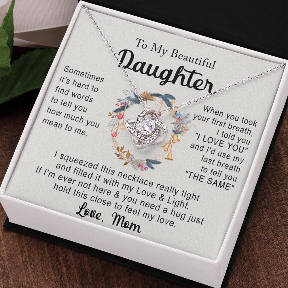 Personalized Necklace With Message Card And Box, Jewelry Custom Card For Daughter, To My Beautiful Daughter Necklace From Mom, Mother To Daughter Pendant From Mom Jewelry Gift For Girls